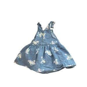 OshKosh B'Gosh Denim Overalls Dress Coverall Jumper Girls Size 3T Roses Flowers